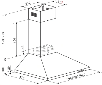 Вытяжка каминная Weissgauff Zosma 60 PB IX