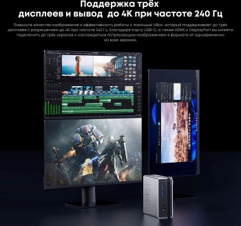 ПК Мини Chuwi UBox Ryzen 5 7430U (4.3) 16Gb SSD512Gb RGr Windows 11 Pro 2x2.5GbitEth WiFi BT 90W белый/черный