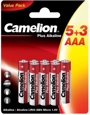 Батарея Camelion Plus Alkaline LR03-BP5+3