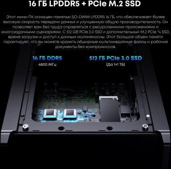 ПК Мини Chuwi CoreBox i7 13620H (2.4) 16Gb SSD512Gb UHDG Windows 11 Pro GbitEth WiFi BT 120W серый