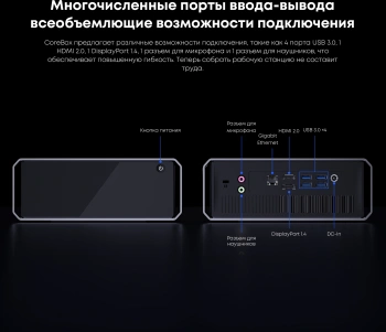ПК Мини Chuwi CoreBox i7 13620H (2.4) 16Gb SSD512Gb UHDG Windows 11 Pro GbitEth WiFi BT 120W серый