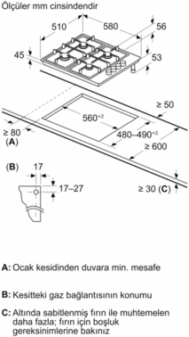 Газовая варочная поверхность Bosch PBP6C2K80O