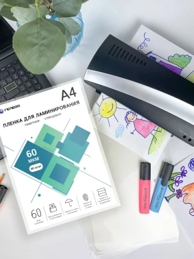 Пленка для ламинирования Heleos 60мкм A4 (60шт) глянцевая 216x303мм  LPA4-60-60