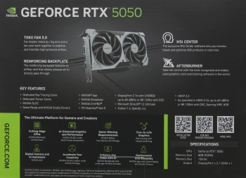 Видеокарта MSI PCI-E 5.0  RTX 5050 8G VENTUS 2X OC