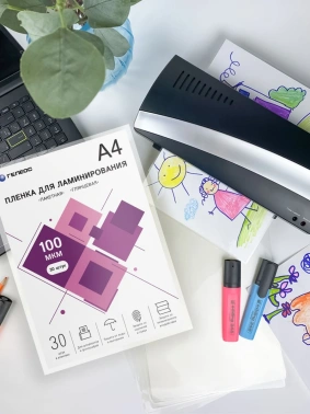 Пленка для ламинирования Heleos 100мкм A4 (30шт) глянцевая 216x303мм  LPA4-100-30