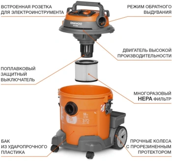 Строительный пылесос Daewoo DAVC 2014S