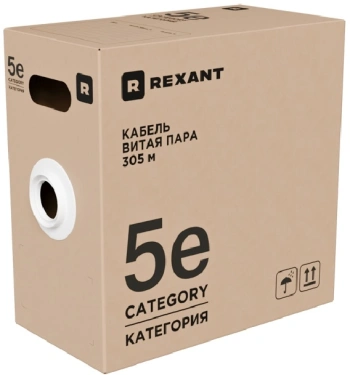 Кабель информационный Rexant 01-0041-R кат.5E U/UTP 4 пары 24AWG PVC внутренний 305м серый