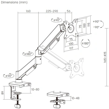 Кронштейн для мониторов Cactus CS-VM-MD-70-BK