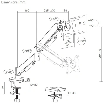 Кронштейн для мониторов Cactus CS-VM-MG-80-BK