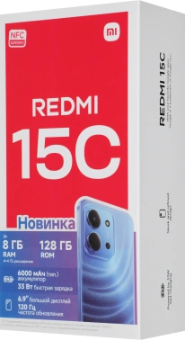 Смартфон Xiaomi Redmi 15C 128Gb 4Gb полночный черный моноблок 3G 4G 2Sim 6.9