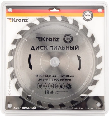 Диск пильный по дер. Kranz KR-92-0134