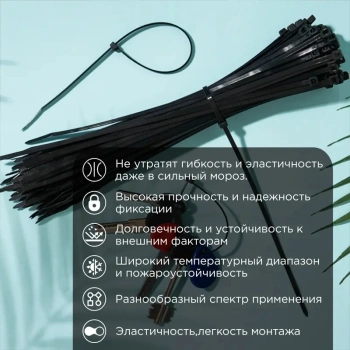 Стяжка пластиковая Rexant 87-0251 250x3.6мм (упак:100шт) нейлон внешний (-60/+85) черный