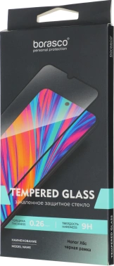 Защитное стекло для экрана BoraSCO черный для Honor X6c 2.5D антиблик. 1шт. (75616)