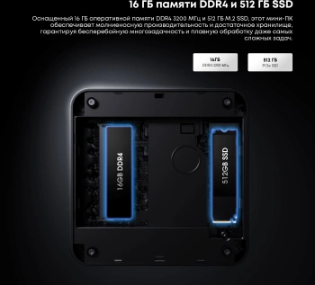 Неттоп Chuwi LarkBox X N150 (0.8) 16Gb SSD512Gb Graphics Windows 11 Pro 2.5xGbitEth+1xGbitEth WiFi BT черный/белый