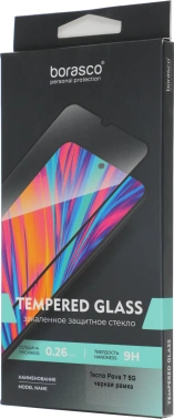 Защитное стекло для экрана BoraSCO черный для Tecno Pova 7 5G 2.5D антиблик. 1шт. (75464)