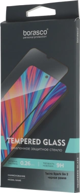 Защитное стекло для экрана BoraSCO черный для Tecno Spark Go 2 2.5D антиблик. 1шт. (75487)