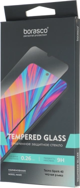 Защитное стекло для экрана BoraSCO черный для Tecno Spark 40 2.5D антиблик. 1шт. (75482)