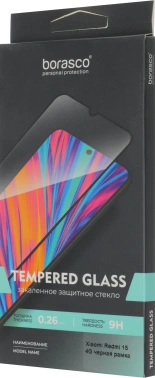 Защитное стекло для экрана BoraSCO черный для Xiaomi Redmi 15 4G 2.5D антиблик. 1шт. (75875)