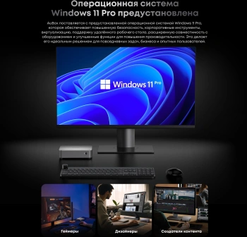 ПК Мини Chuwi AuBox Ryzen 7 8745HS (3.8) 16Gb SSD512Gb 780M Windows 11 Pro 2x2.5GbitEth WiFi BT 120W серебристый/черный