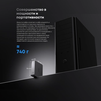 ПК Мини Chuwi AuBox Ryzen 7 8745HS (3.8) 32Gb SSD1Tb 780M Windows 11 Pro 2x2.5GbitEth WiFi BT 120W серебристый/черный