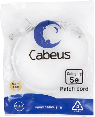 Патч-корд Cabeus PC-UTP-RJ45-Cat.5e-0.5m-WH-LSZH