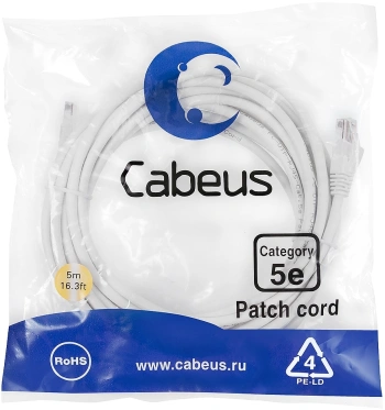 Патч-корд Cabeus PC-UTP-RJ45-Cat.5e-5m-WH