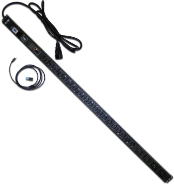 Блок распределения питания Lanmaster TWT-PDVM-4C9-20C3-C0 верт.размещ. 4xC19 20xC13 с мониторингом 16A C20 3м