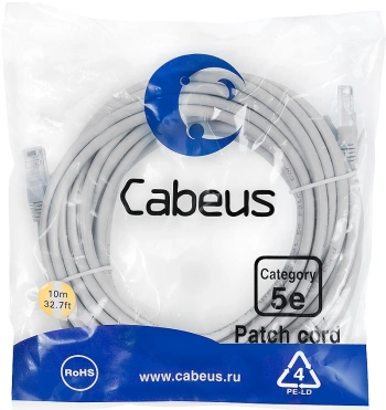 Патч-корд Cabeus PC-UTP-RJ45-CAT.5E-15M-LSZH U/UTP RJ-45 вил.-вилка RJ-45 кат.5E 15м серый LSZH