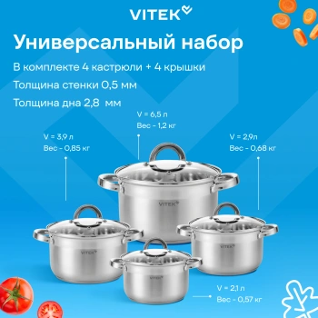 Набор кастрюль Vitek Режим Вкусно VT-SS2198
