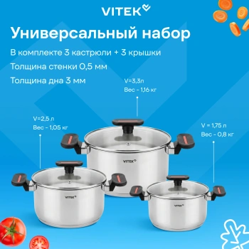 Набор кастрюль Vitek Вайб VT-SS1266