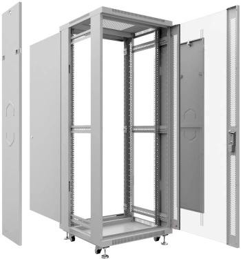 Шкаф коммутационный Cabeus (SH-05C-12U60/60) напольный 12U 600x600мм пер.дв.стекл металл 800кг серый 500мм 730мм IP20 сталь
