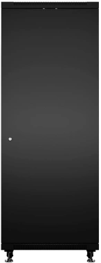 Шкаф коммутационный Cabeus (SH-05C-12U60/60-BK) напольный 12U 600x600мм пер.дв.стекл металл 800кг черный 500мм 730мм IP20 сталь