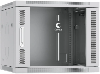 Шкаф коммутационный Cabeus (SH-05F-9U60/45) настенный 9U 600x450мм пер.дв.стекл 60кг серый 390мм 20кг 501мм IP20 сталь