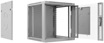 Шкаф коммутационный Cabeus (SH-05F-9U60/45) настенный 9U 600x450мм пер.дв.стекл 60кг серый 390мм 20кг 501мм IP20 сталь