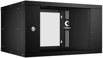 Шкаф коммутационный Cabeus (WSC-05D-6U55/45-BK) настенный 6U 550x450мм пер.дв.стекл 30кг черный 390мм 11кг 220град. 320мм IP20 сталь