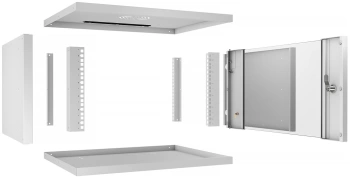 Шкаф коммутационный Cabeus (WSC-05D-6U55/45) настенный 6U 550x450мм пер.дв.стекл 30кг серый 390мм 11кг 220град. 320мм IP20 сталь