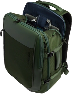Рюкзак мужской Piquadro Lyss CA6929S143BM/VE зеленый тимьяновый полиуретан/полиэстер/натур.кожа