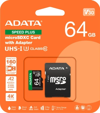 Флеш карта microSDXC 64GB A-Data  UD64GUI3V30A2SP-RA1
