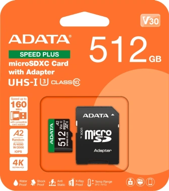 Флеш карта microSDXC 512GB A-Data  UD512GUI3V30A2SP-RA1