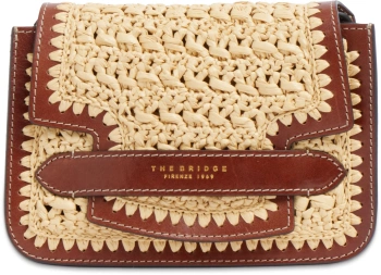 Сумка кросс-боди женская The Bridge Lucrezia Wow 041920KW/14 коричневая/бежевая натур.кожа/рафия