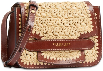 Сумка кросс-боди женская The Bridge Lucrezia Wow 041920KW/14 коричневая/бежевая натур.кожа/рафия