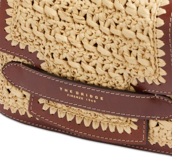 Сумка кросс-боди женская The Bridge Lucrezia Wow 041920KW/14 коричневая/бежевая натур.кожа/рафия