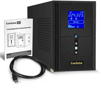 Источник бесперебойного питания Exegate SineTower SN-1000.LCD.AVR.2SH.1C13.USB