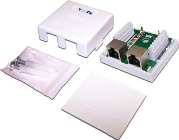 Розетка Lanmaster TWT-SM2-4545/S-WH информ. KeystoneRJ45 2 кат.5E STP бел.