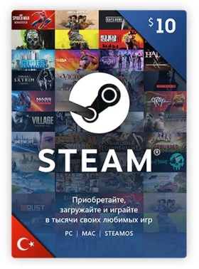 Карта оплаты пополнение игровой валюты Steam 10 USD Steam ПК