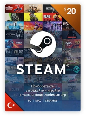 Карта оплаты пополнение игровой валюты Steam 20 USD Steam ПК
