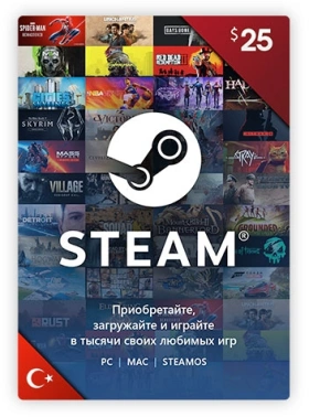 Карта оплаты пополнение игровой валюты Steam 25 USD Steam ПК