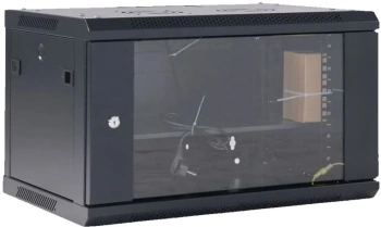 Шкаф коммутационный Rexant (04-0654-112) настенный 6U 400x542мм пер.дв.стекл черный