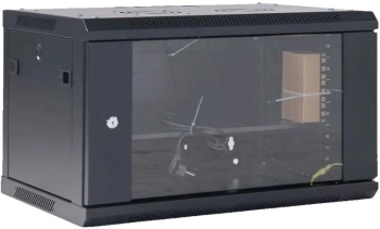 Шкаф коммутационный Rexant (04-0664-112) настенный 6U 450x600мм пер.дв.стекл черный