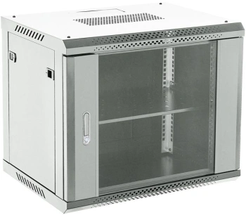 Шкаф коммутационный Rexant (04-0954-111) настенный 9U 400x542мм пер.дв.стекл серый